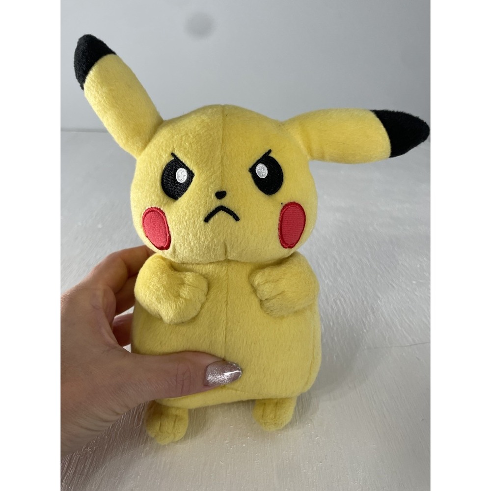 Tomy Pokemon Pikachu Angry Mad Face Plush 2017 Small Yellow Stuffed Animal Toy